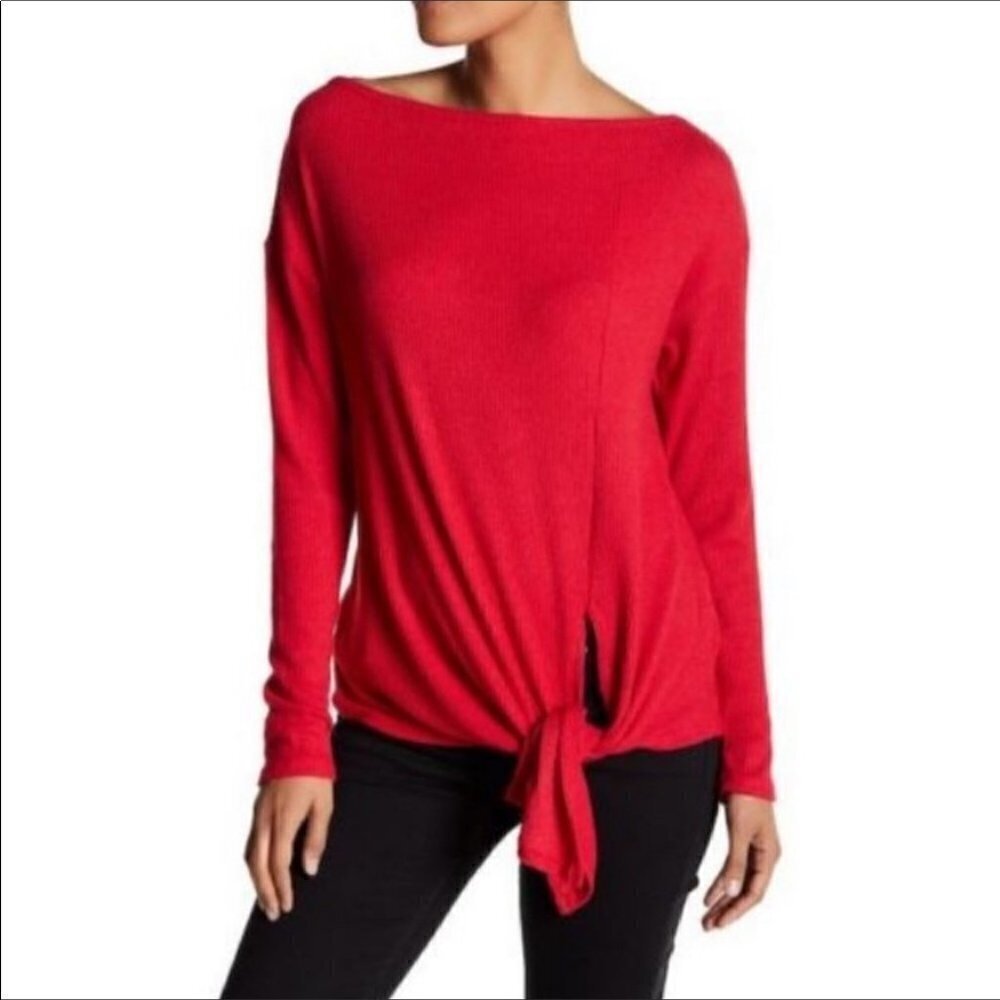 Harlowe & Graham Ribbed Sweater Knot Front Tie S